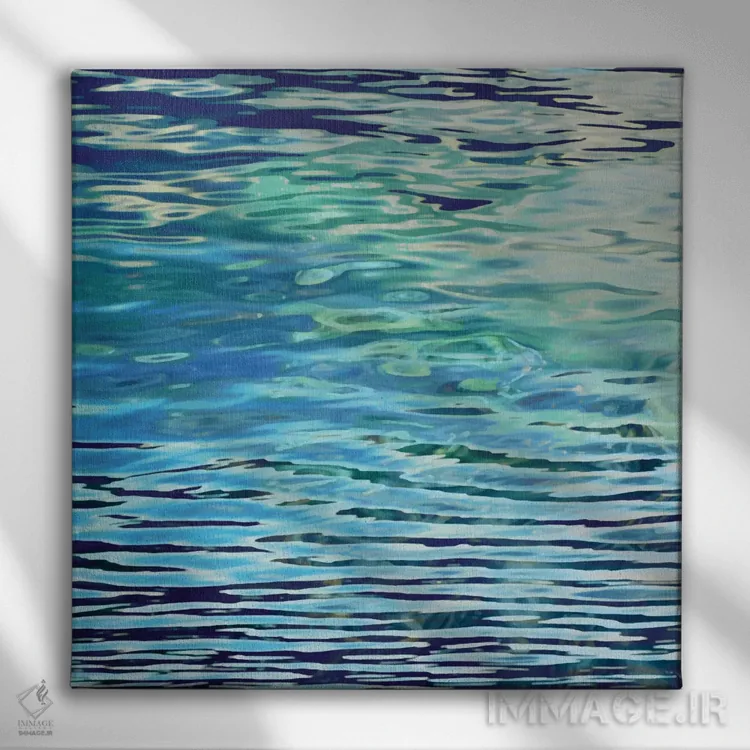 تابلو انعکاسهای آبی اثر مایکل برت - نمای روبهرو روی دیوار