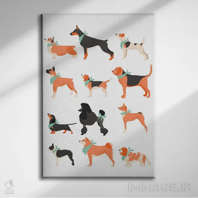 تابلو نمودار سگها اثر استودیو بو (استودیوی هنری) - نمای روبهرو روی دیوار