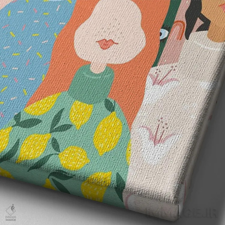 تابلو گروه زنان اثر استودیو بو (استودیوی هنری) - نمای نزدیک بافت بوم