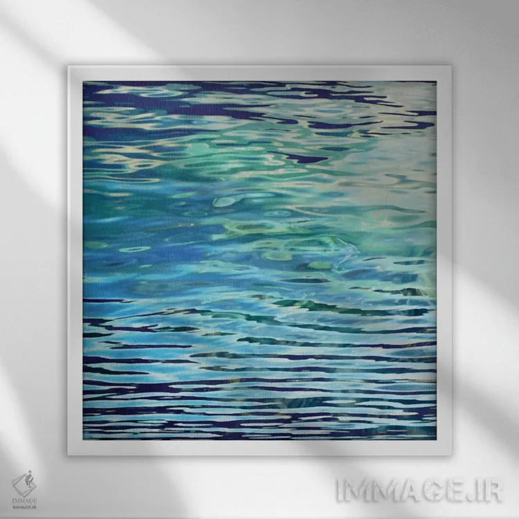 تابلو انعکاسهای آبی اثر مایکل برت - نمای قابدار سفید