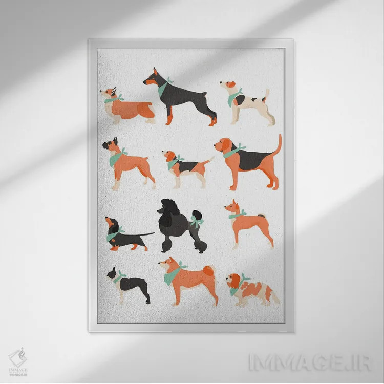 تابلو نمودار سگها اثر استودیو بو (استودیوی هنری) - نمای قابدار سفید