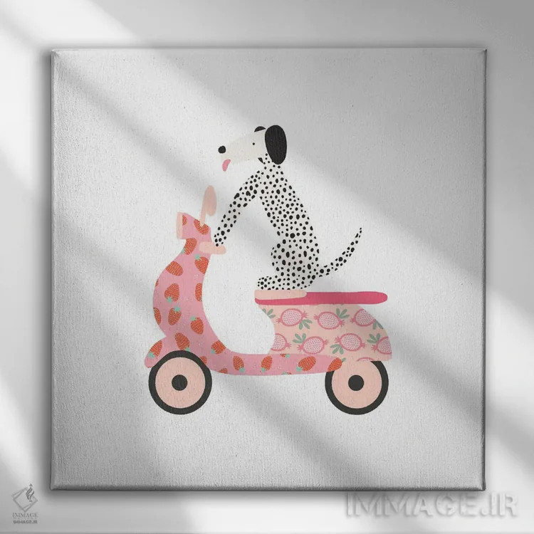 تابلو اسکوتر سگ اثر استودیو بو (استودیوی هنری) - نمای روبهرو روی دیوار
