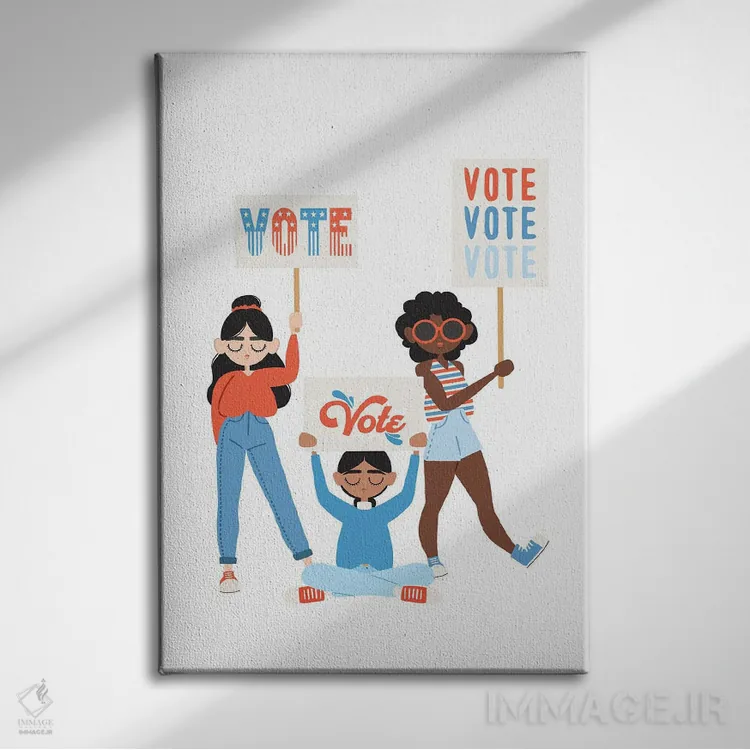 تابلو Vote, Vote,رای بده، رای بده، رای بده اثر استودیو بو (استودیوی هنری) - نمای روبهرو روی دیوار
