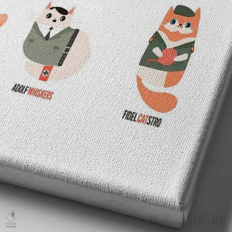 تابلو گربههای شیطون اثر استودیو بو (استودیوی هنری) - نمای نزدیک بافت بوم