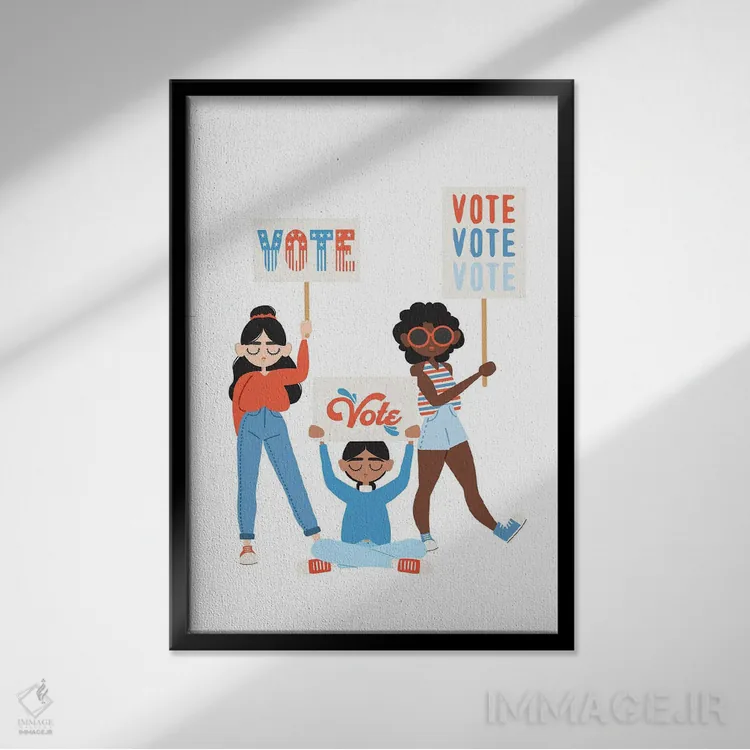 تابلو Vote, Vote,رای بده، رای بده، رای بده اثر استودیو بو (استودیوی هنری) - نمای قابدار مشکی