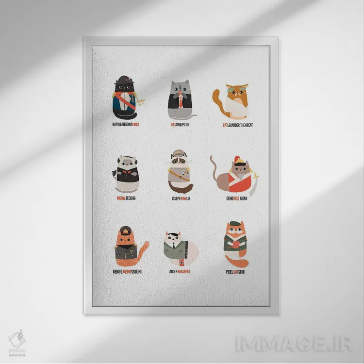 تابلو گربههای شیطون اثر استودیو بو (استودیوی هنری) - نمای قابدار سفید