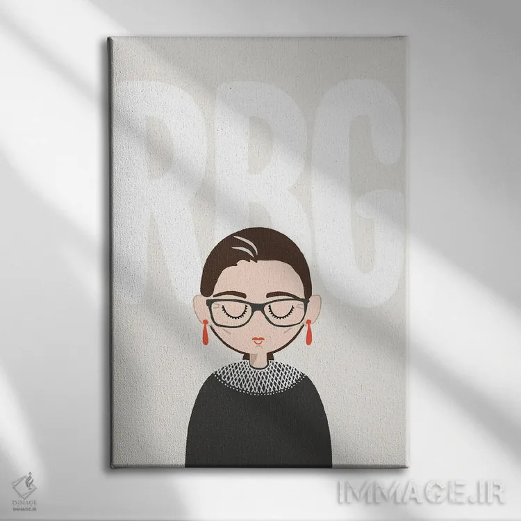 تابلو پرترهٔ RBG (روث بیدر گینزبرگ) اثر استودیو بو (استودیوی هنری) - نمای روبهرو روی دیوار