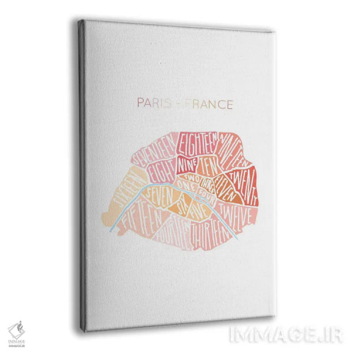تابلو نقشهٔ پاریس اثر استودیو بو (استودیوی هنری) - نمای پرسپکتیو محصول