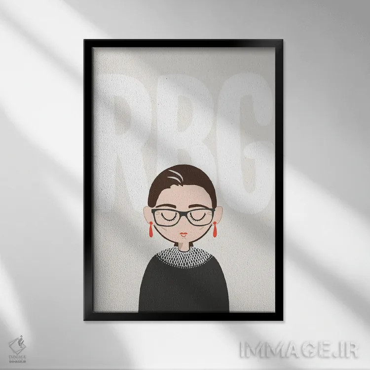 تابلو پرترهٔ RBG (روث بیدر گینزبرگ) اثر استودیو بو (استودیوی هنری) - نمای قابدار مشکی