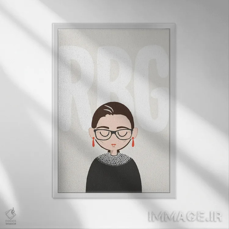 تابلو پرترهٔ RBG (روث بیدر گینزبرگ) اثر استودیو بو (استودیوی هنری) - نمای قابدار سفید