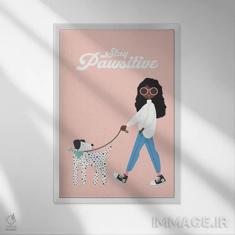 تابلو مثبت بمان (بازی با کلمه paw = پنجه) اثر استودیو بو (استودیوی هنری) - نمای قابدار سفید