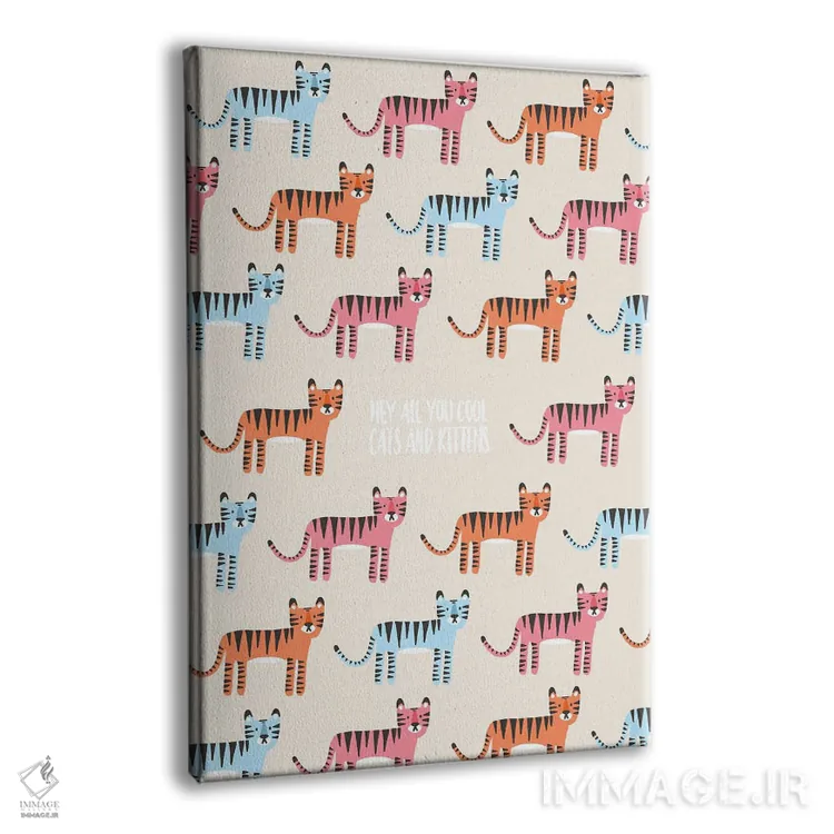 تابلو گربهها و بچهگربههای باحال اثر استودیو بو (استودیوی هنری) - نمای پرسپکتیو محصول