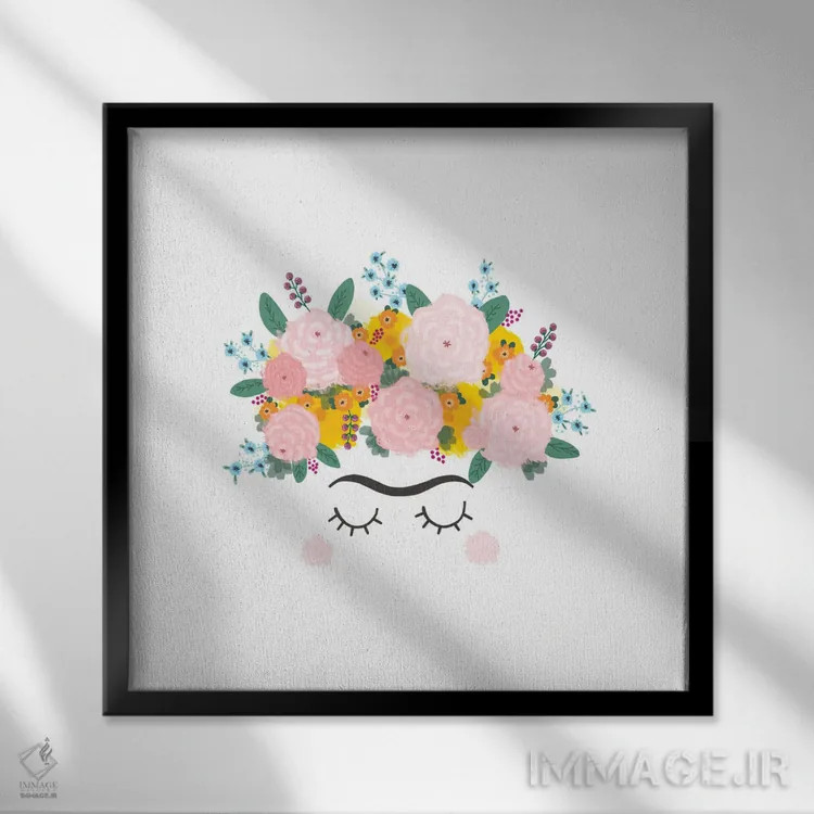 تابلو گلهای فریدا اثر استودیو بو (استودیوی هنری) - نمای قابدار مشکی