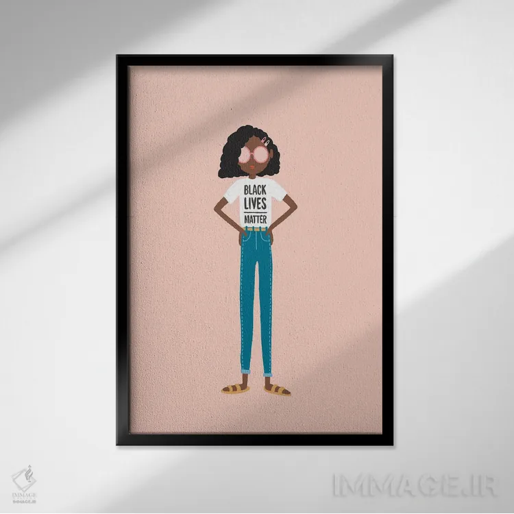 تابلو زندگی سیاهان مهم است (جنبش اجتماعی) اثر استودیو بو (استودیوی هنری) - نمای قابدار مشکی