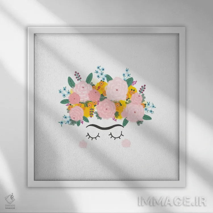 تابلو گلهای فریدا اثر استودیو بو (استودیوی هنری) - نمای قابدار سفید