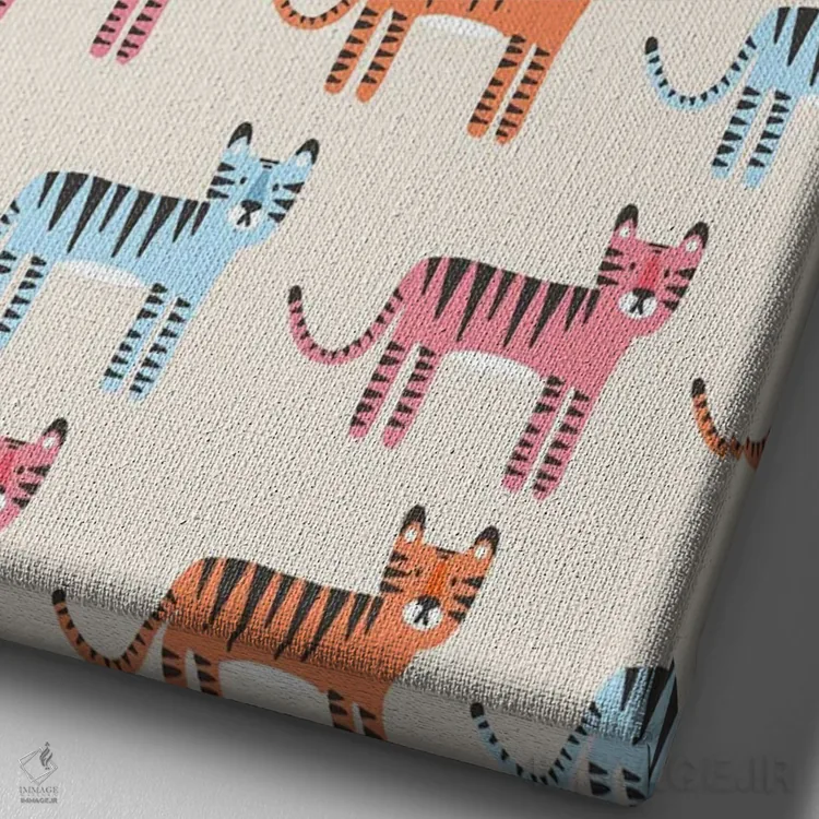 تابلو گربهها و بچهگربههای باحال اثر استودیو بو (استودیوی هنری) - نمای نزدیک بافت بوم