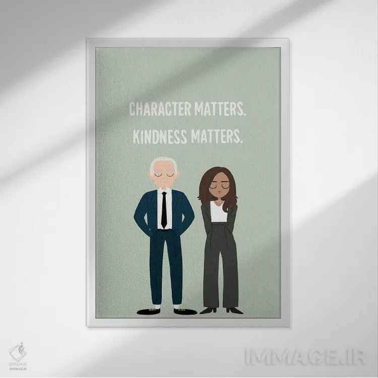 تابلو Kindness Matters,شخصیت مهم است، مهربانی مهم است اثر استودیو بو (استودیوی هنری) - نمای قابدار سفید