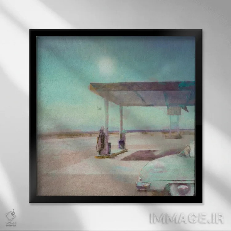 تابلو توقفگاه بنزین اثر نوا بی - نمای قابدار مشکی