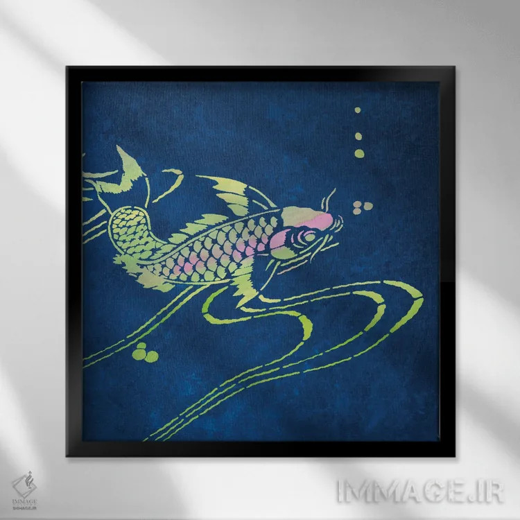 تابلو کوی (ماهی تزئینی ژاپنی) II اثر نوا بی - نمای قابدار مشکی