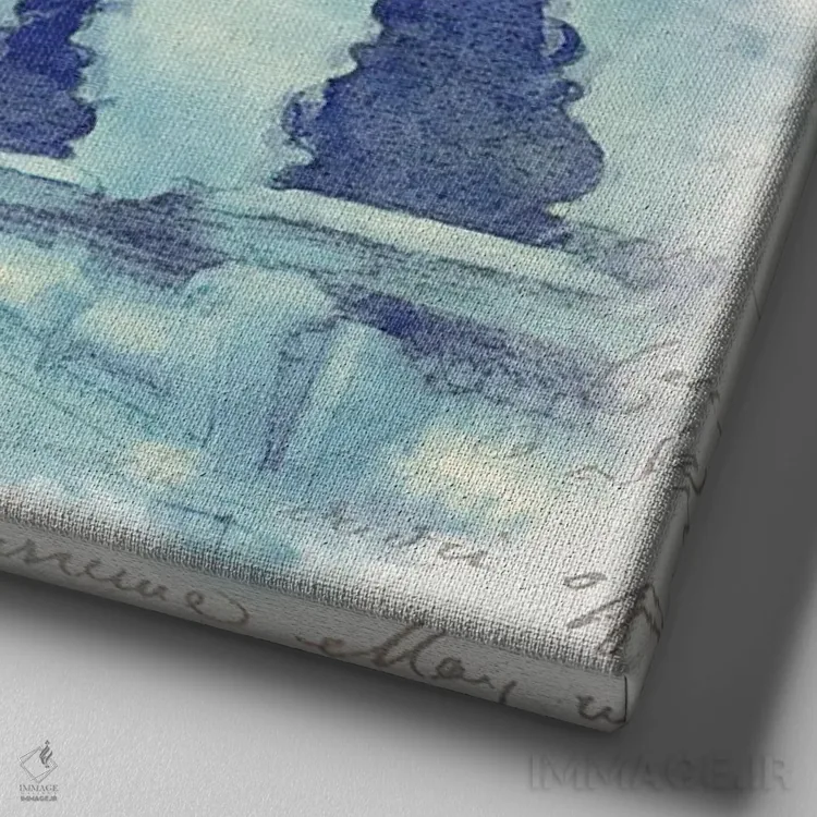 تابلو پاریس آبی II اثر نوا بی - نمای نزدیک بافت بوم