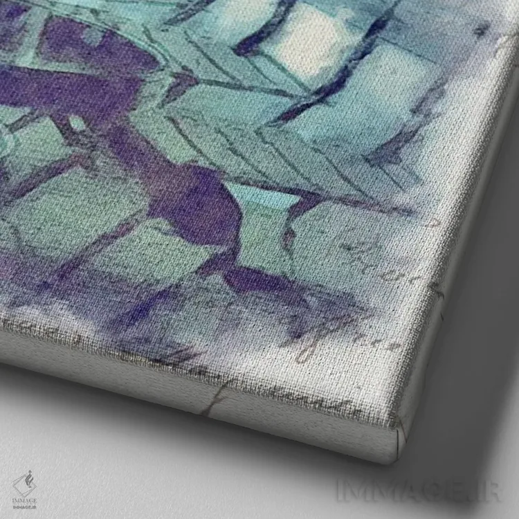 تابلو پاریس آبی III اثر نوا بی - نمای نزدیک بافت بوم