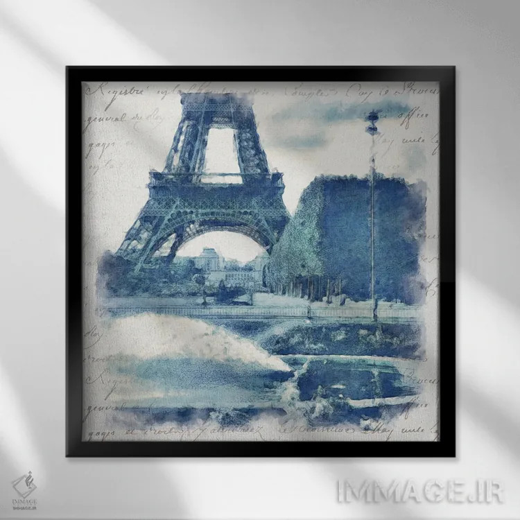تابلو پاریس آبی I اثر نوا بی - نمای قابدار مشکی