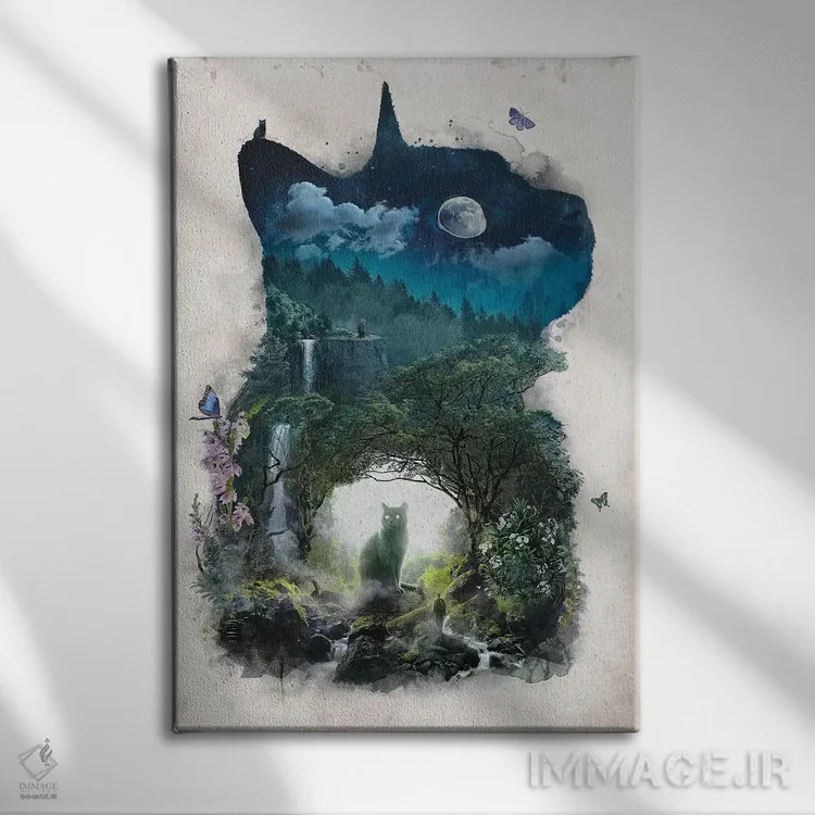 تابلو قلمرو گربهها اثر برت بیگرز - نمای روبهرو روی دیوار