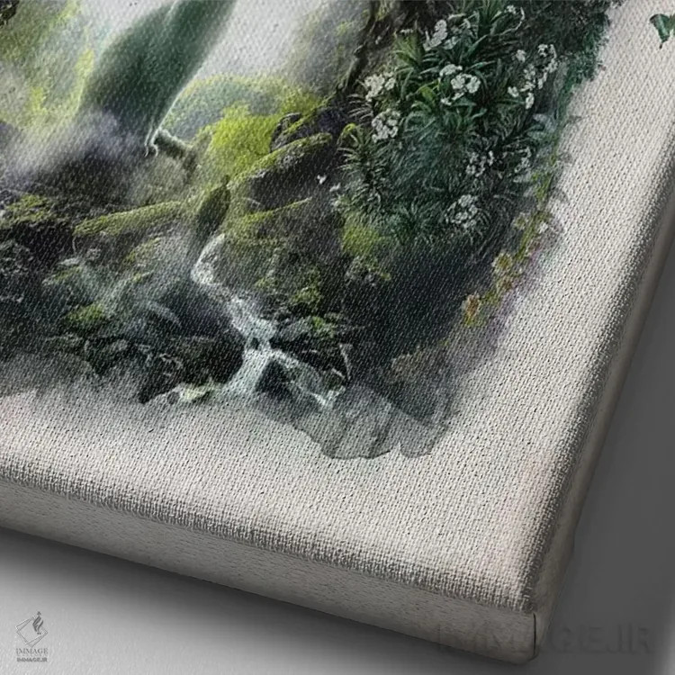 تابلو قلمرو گربهها اثر برت بیگرز - نمای نزدیک بافت بوم