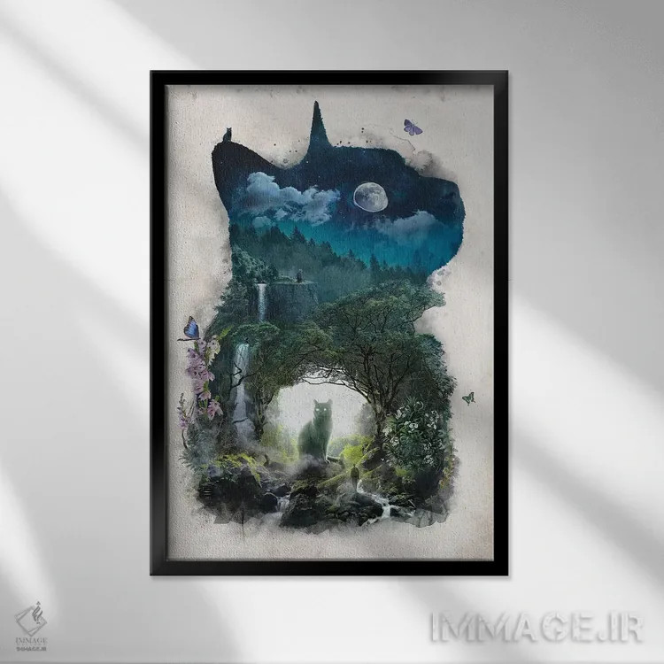 تابلو قلمرو گربهها اثر برت بیگرز - نمای قابدار مشکی