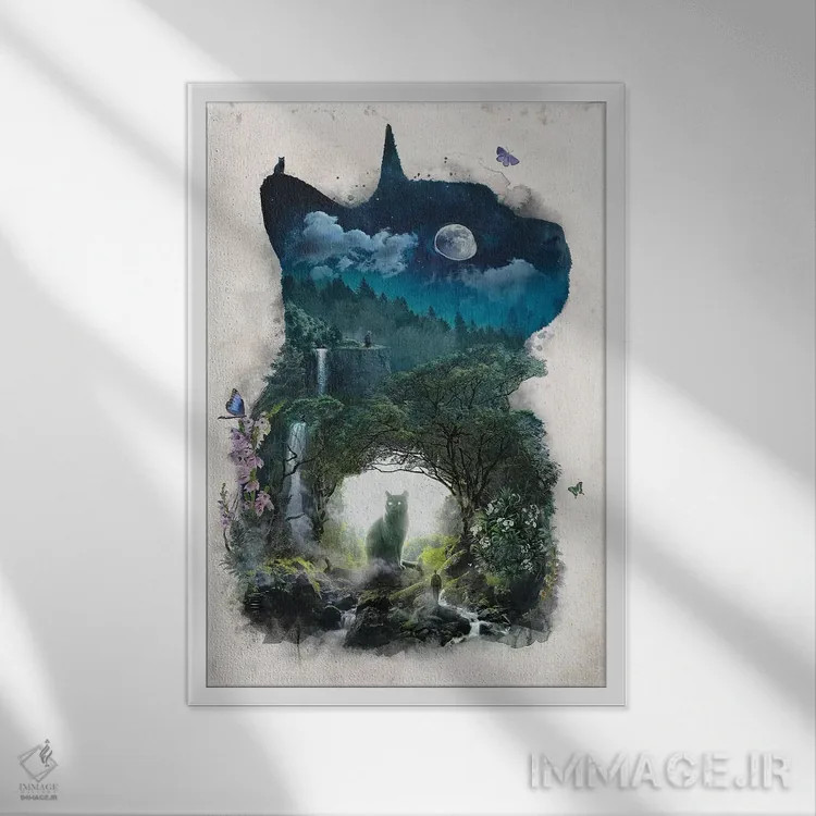 تابلو قلمرو گربهها اثر برت بیگرز - نمای قابدار سفید