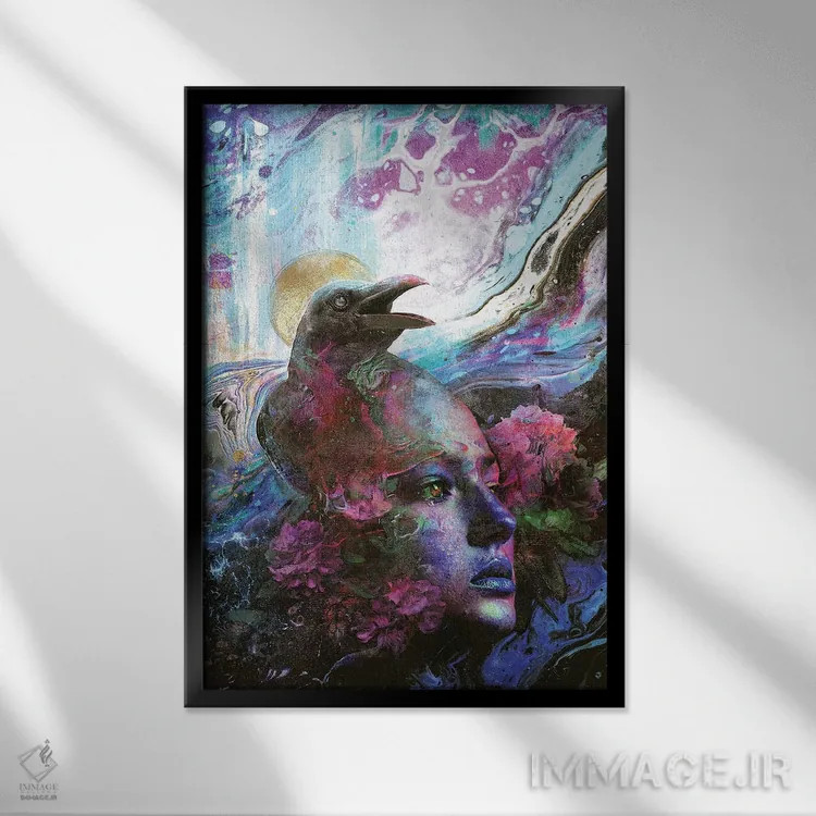 تابلو خاطرات کلاغ اثر برت بیگرز - نمای قابدار مشکی