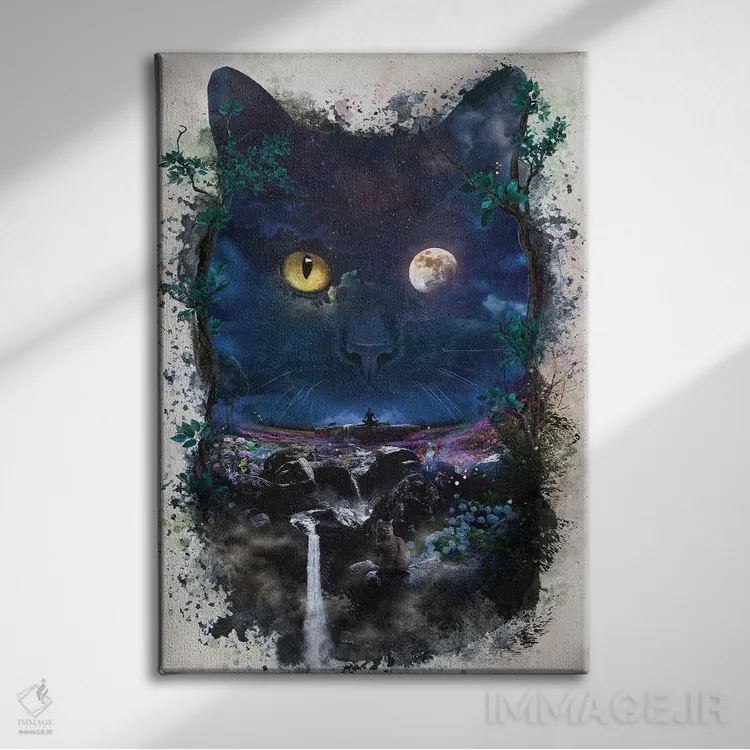 تابلو گربهٔ شب اثر برت بیگرز - نمای روبهرو روی دیوار