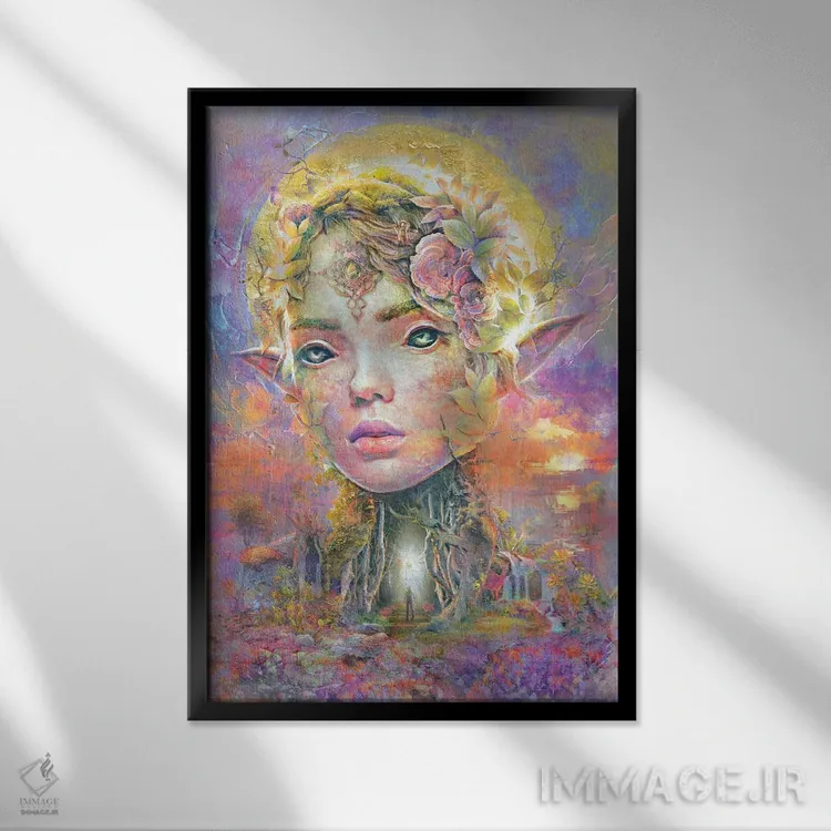 تابلو دریاد غروب (موجود اسطورهای جنگلی) اثر برت بیگرز - نمای قابدار مشکی