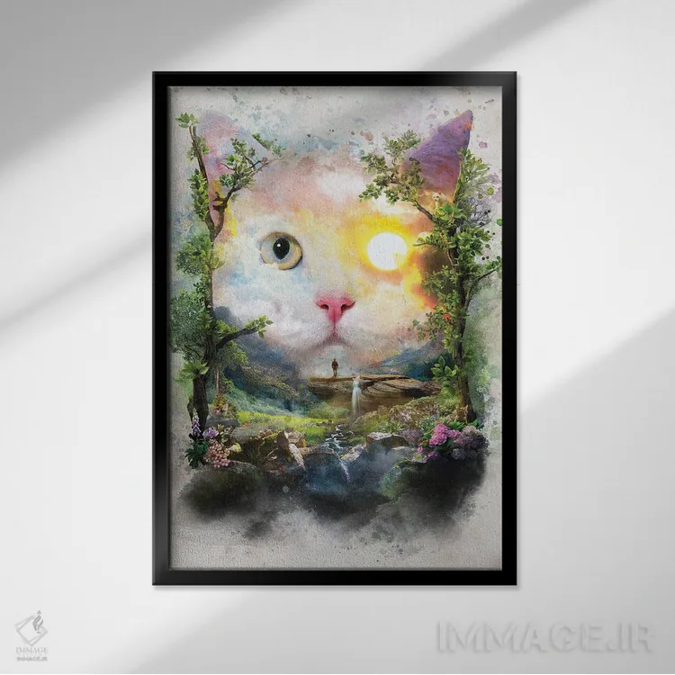 تابلو گربهٔ روز اثر برت بیگرز - نمای قابدار مشکی