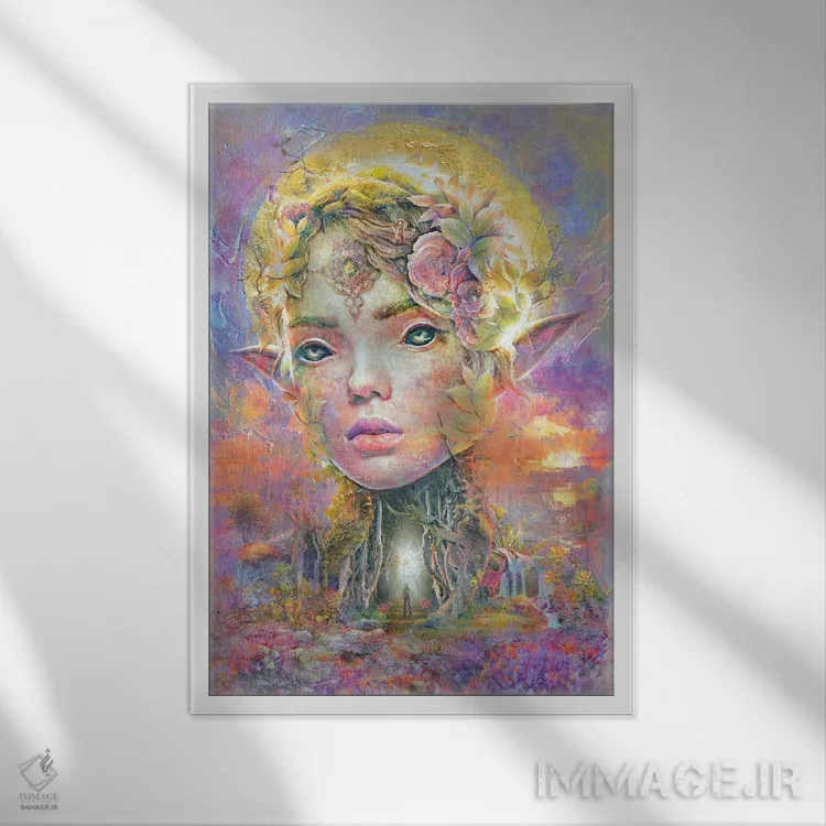 تابلو دریاد غروب (موجود اسطورهای جنگلی) اثر برت بیگرز - نمای قابدار سفید