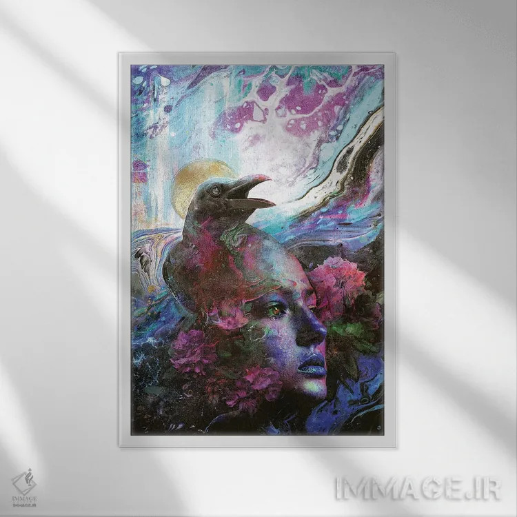 تابلو خاطرات کلاغ اثر برت بیگرز - نمای قابدار سفید