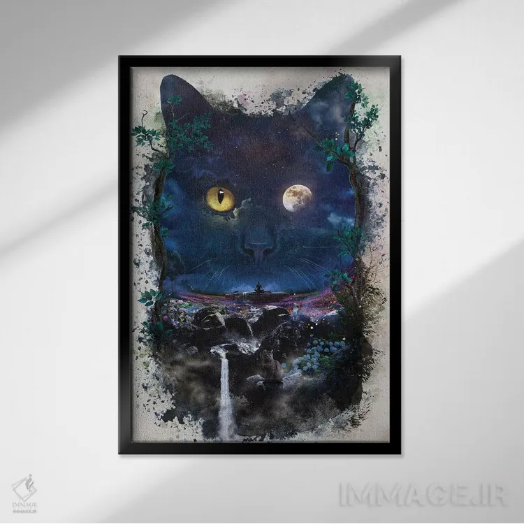 تابلو گربهٔ شب اثر برت بیگرز - نمای قابدار مشکی