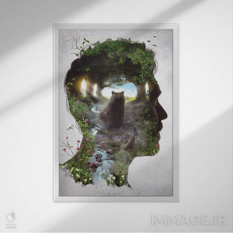 تابلو پادشاه خرسها اثر برت بیگرز - نمای قابدار سفید