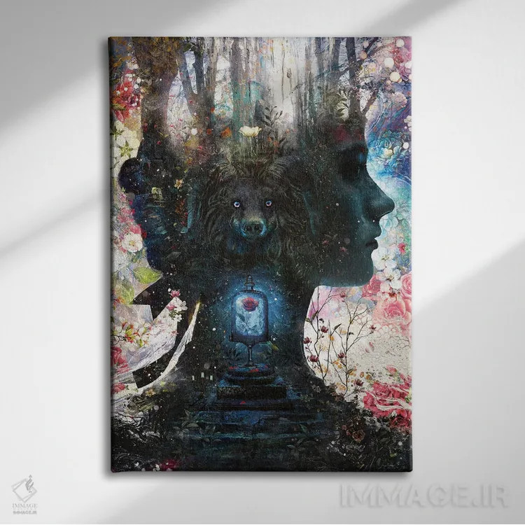 تابلو زیبایی و هیولایش (الهام از داستان) اثر برت بیگرز - نمای روبهرو روی دیوار