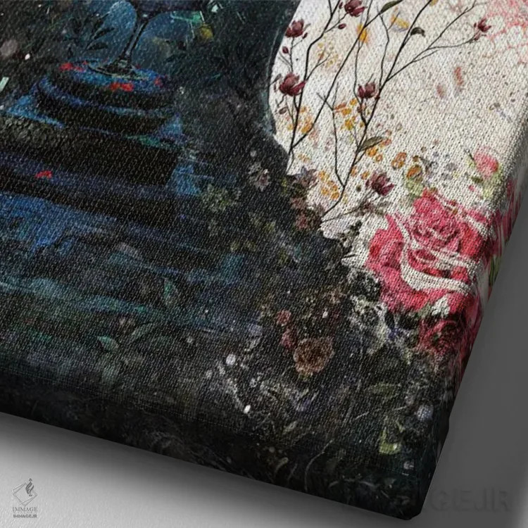 تابلو زیبایی و هیولایش (الهام از داستان) اثر برت بیگرز - نمای نزدیک بافت بوم