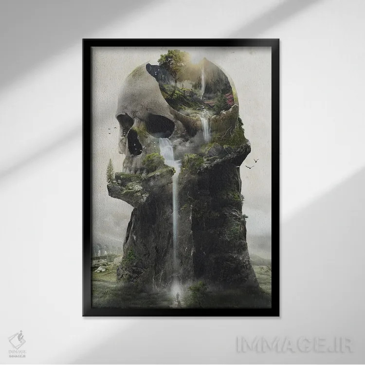 تابلو برج جمجمه اثر برت بیگرز - نمای قابدار مشکی