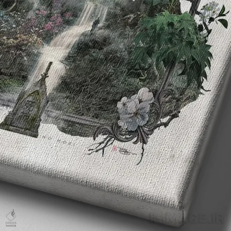 تابلو الهه مرگ اثر برت بیگرز - نمای نزدیک بافت بوم