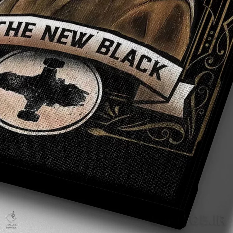 تابلو قهوهای سیاه جدید است (اصطلاح مد) اثر برت بیگرز - نمای نزدیک بافت بوم