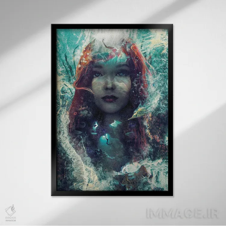 تابلو پری دریایی اثر برت بیگرز - نمای قابدار مشکی