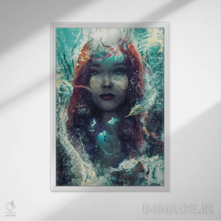 تابلو پری دریایی اثر برت بیگرز - نمای قابدار سفید