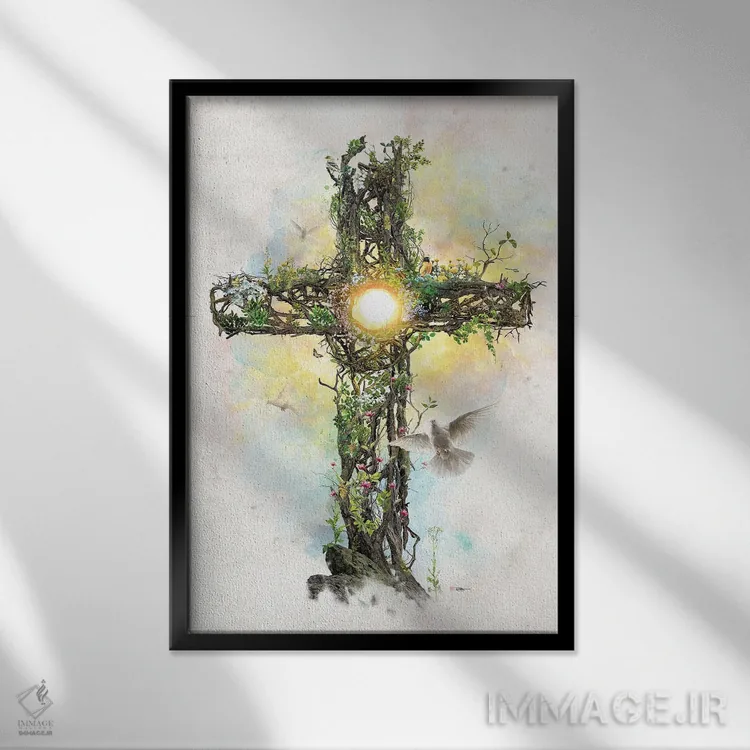 تابلو صلیب مسیح اثر برت بیگرز - نمای قابدار مشکی