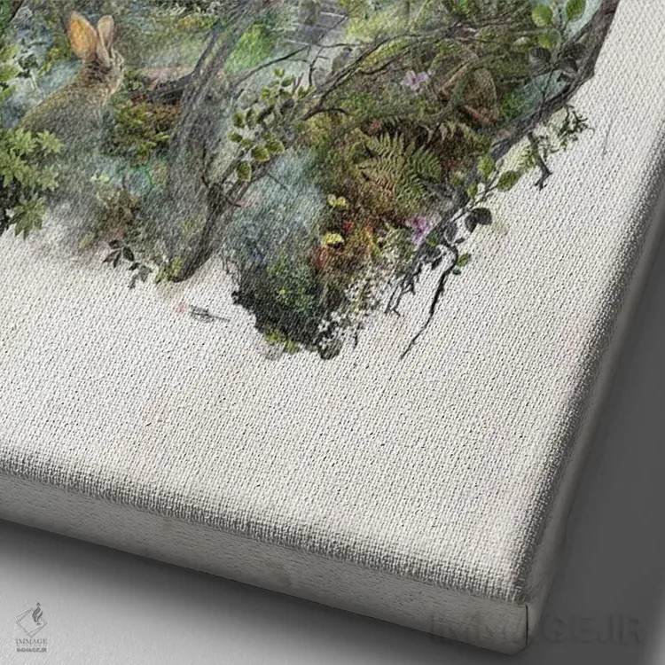 تابلو خرگوش صحرایی وحشی اثر برت بیگرز - نمای نزدیک بافت بوم