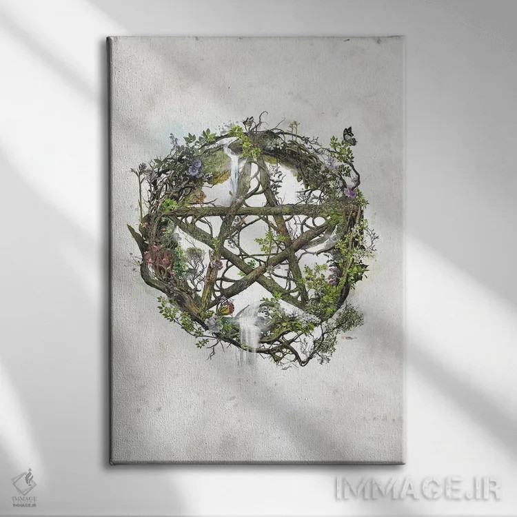 تابلو پنتاکل ویکا (نماد آیین ویکا) اثر برت بیگرز - نمای روبهرو روی دیوار