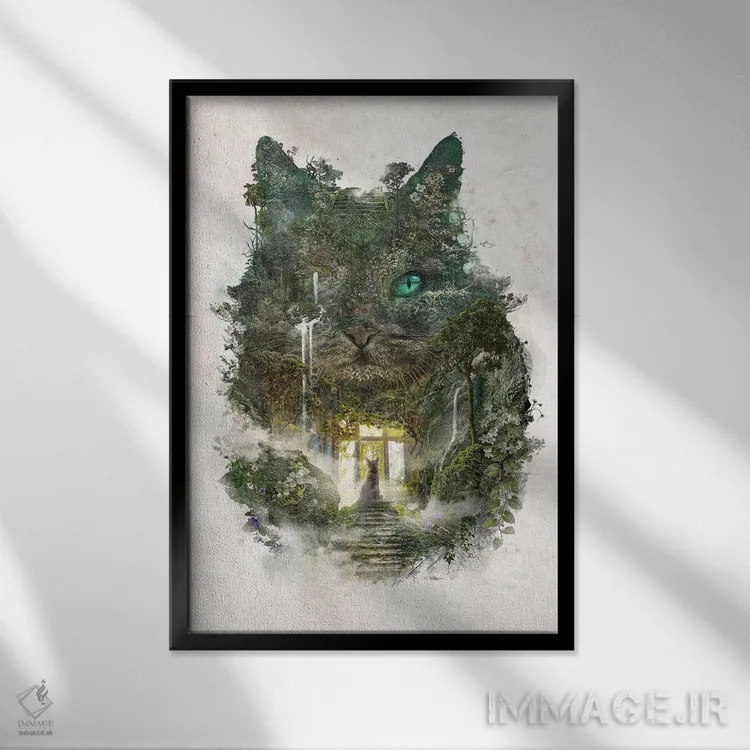 تابلو خوابهای گربه اثر برت بیگرز - نمای قابدار مشکی