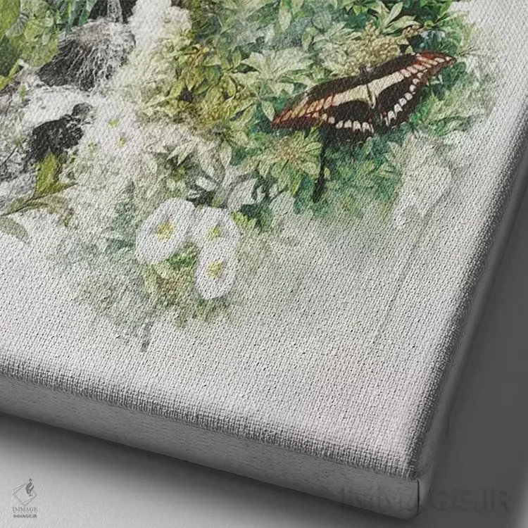 تابلو گربهای در باغ اثر برت بیگرز - نمای نزدیک بافت بوم